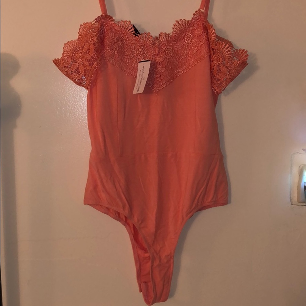 Windsor crochet coral bodysuit